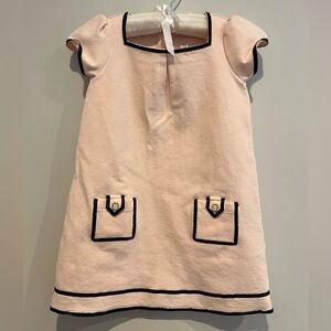 Janie & Jack Light Pink Kids Dress with Black Trim & Pockets